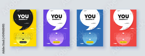 Poster frame with quote, comma. You deserve it tag. Special offer sign. Advertising promo symbol. Quotation offer bubble. You deserve it message. Vector