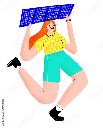 Woman installer of Solar Panels