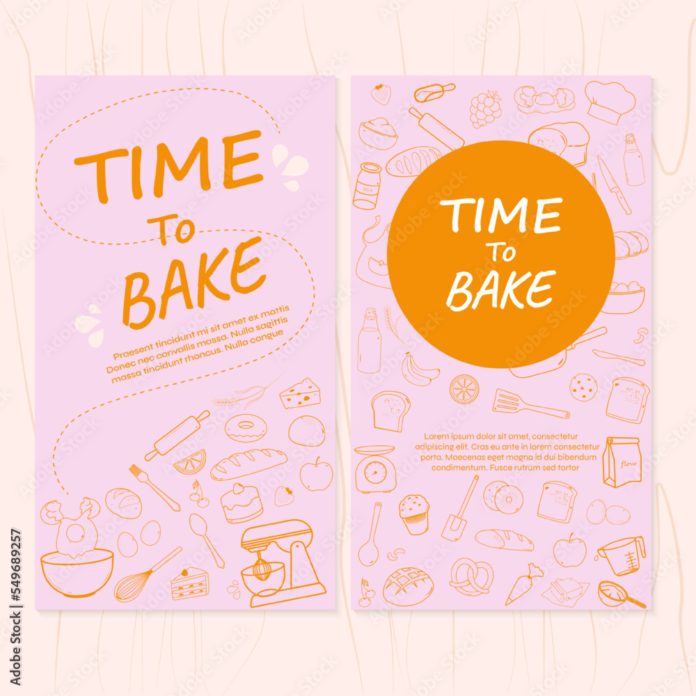 Set of baking bakery line icons template Set of baking bakery line icons template