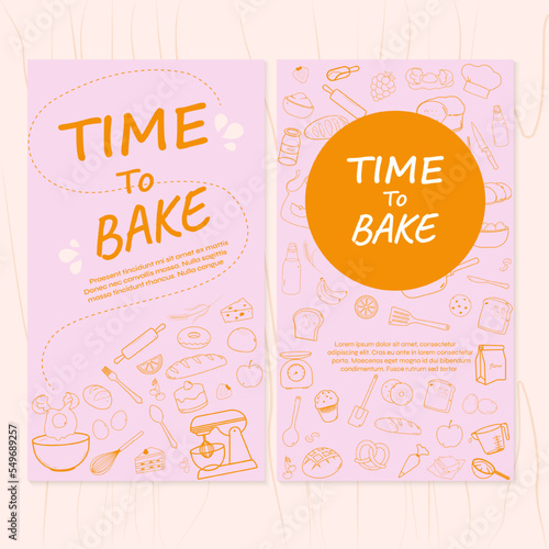 Set of baking bakery line icons template