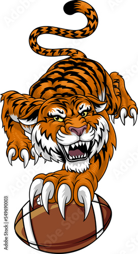 A tiger American football sports team cartoon animal mascot