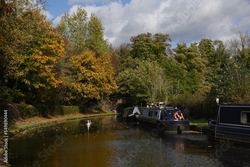 canal boats docked on the side of the canal at the Stewponey in Stourton
