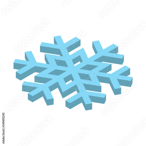 Blue snowlake. Christmas and wintertime theme. 3D vector icon