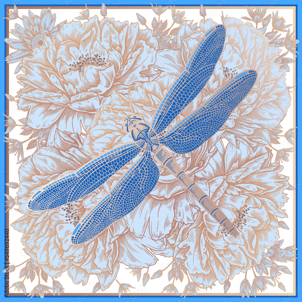 Obraz Butterflies and Flowers Background. Vintage. Vector Illustration.