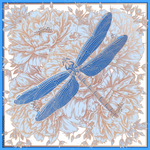 Obraz Butterflies and Flowers Background. Vintage. Vector Illustration.