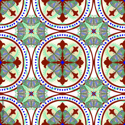 Ceramic colorful tiles mediteranean, azulejo, portugal. Universal design. Collection of seamless patterns. ethnic floor backgrounds