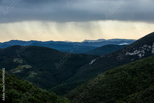 Sunset and dramatic clouds in La Garrotxa  Spain
