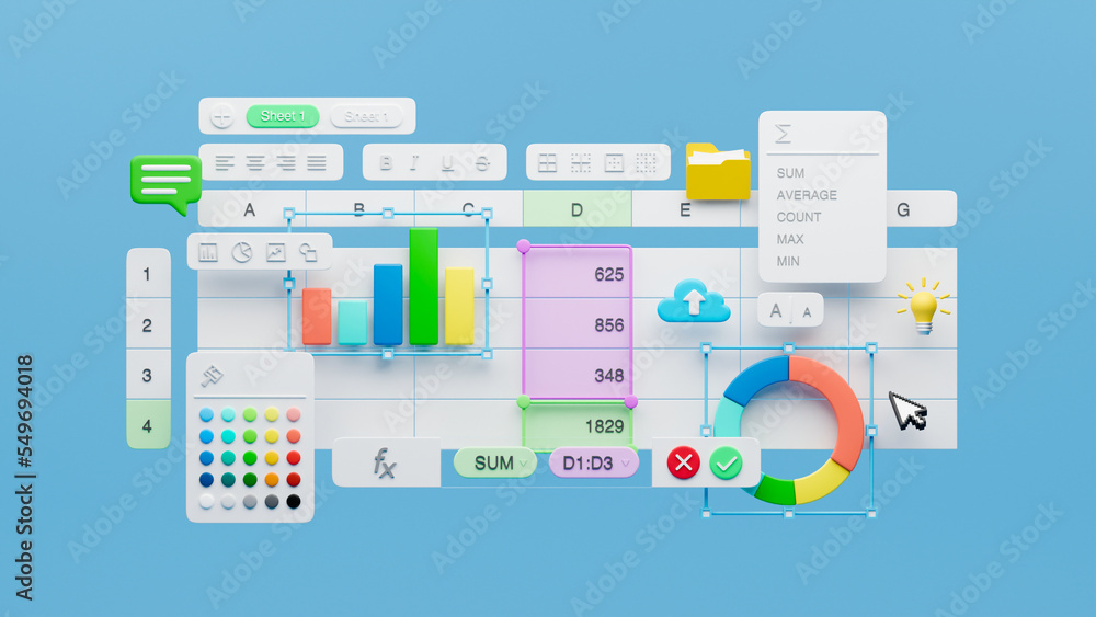 Ilustração do Stock: Spreadsheets graphs charts table data business ...
