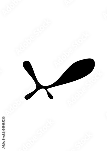 Motif abstrait noir fessant pensé à une tâche ou autre chose d'où le côté abstrait du motif.