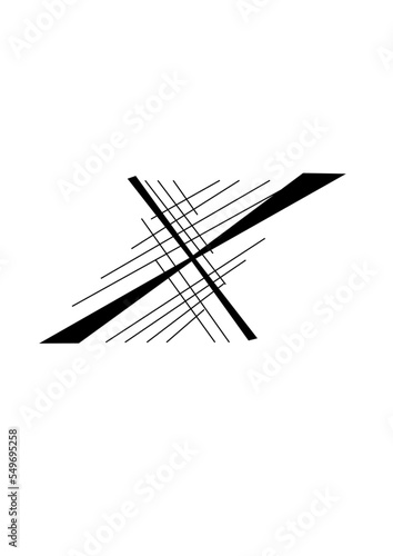 Motif principal en x de couleur noir entour   de petites lignes fines noires  donnant beaucoup d originalit  .