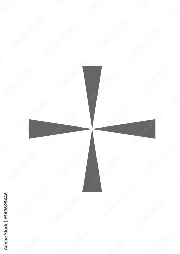 Motifs graphique en gris pouvant aussi représenter une jonction de 4 triangles en formant une croix ou les 4 points cardinaux. Motifs graphique en gris pouvant aussi représenter une jonction de 4 triangles en formant une croix ou les 4 points cardinaux.