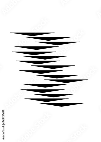 Disposition vers le bas et de même triangles noir avec une certaine certaine irrégularité dans l'alignement.