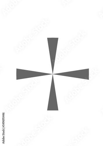 Motifs graphique en gris pouvant aussi représenter une jonction de 4 triangles en formant une croix ou les 4 points cardinaux.