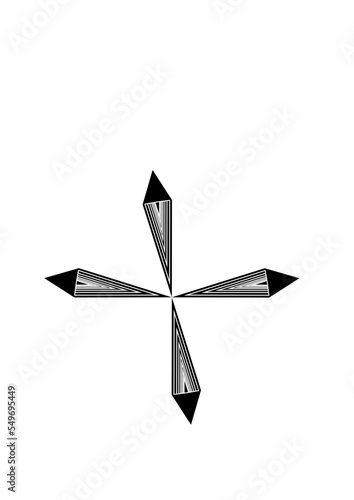 Motifs graphique en noir et blanc, pouvant aussi représenter des diamants ou pierre s'apparentant.