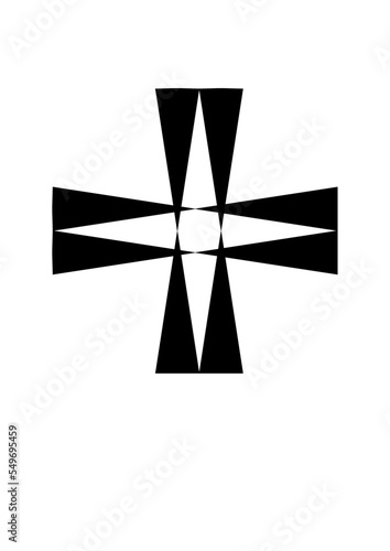 Disposition de triangle de identique de couleur noir, formant une étoile nordique blanc à l'intérieur. photo