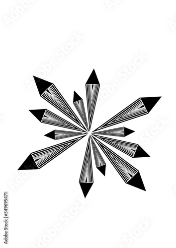 Motifs graphique en noir et blanc, pouvant aussi représenter des diamants ou pierre s'apparentant.