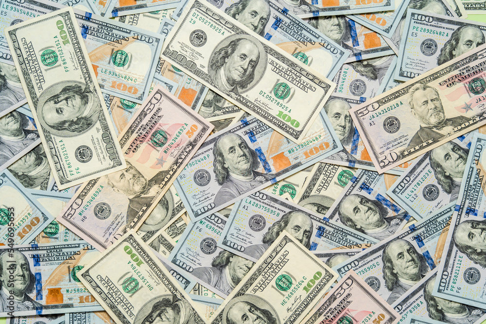 Money pile dollar bills background Money pile dollar bills background