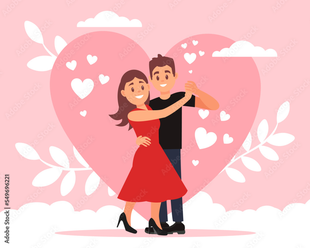 Happy Man and Woman Lovers Dancing Tango Being in Love Vector Illustration Happy Man and Woman Lovers Dancing Tango Being in Love Vector Illustration
