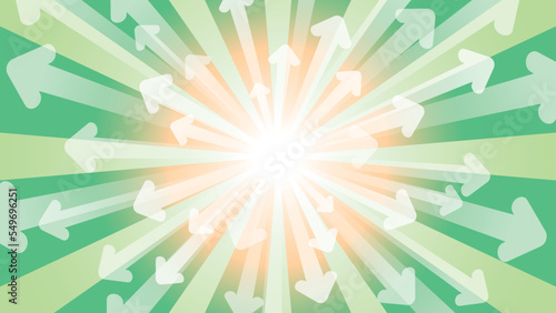 飛び出す矢印 オレンジから緑色