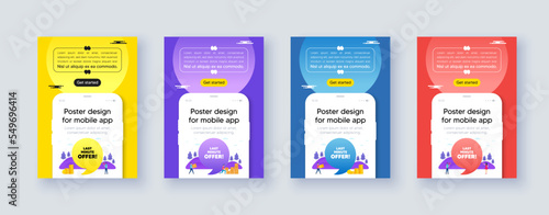 Poster frame with phone interface. Last minute offer tag. Special price deal sign. Advertising discounts symbol. Cellphone offer with quote bubble. Last minute offer message. Vector