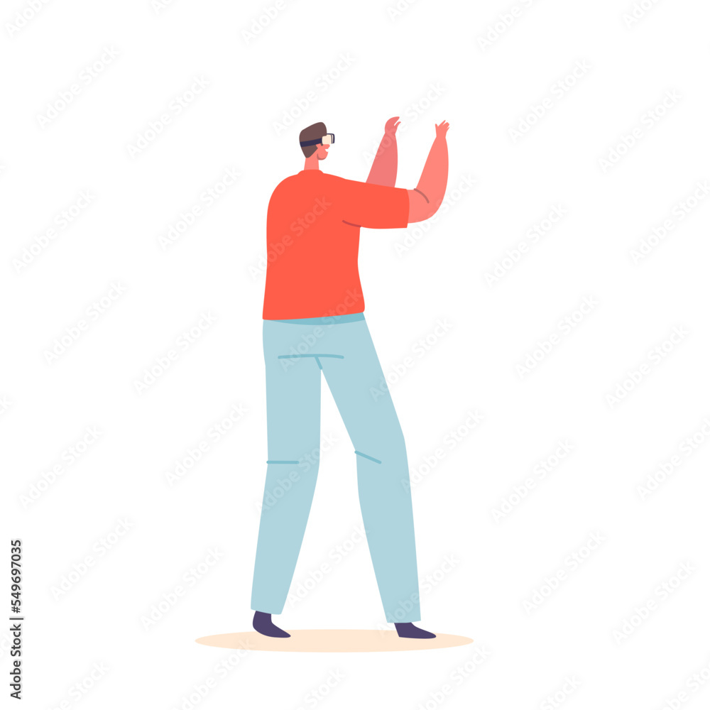 Character Virtual Experience in Cyberspace, Person Wear Vr Glasses Isolated on White Background. Futuristic Technologies Character Virtual Experience in Cyberspace, Person Wear Vr Glasses Isolated on White Background. Futuristic Technologies