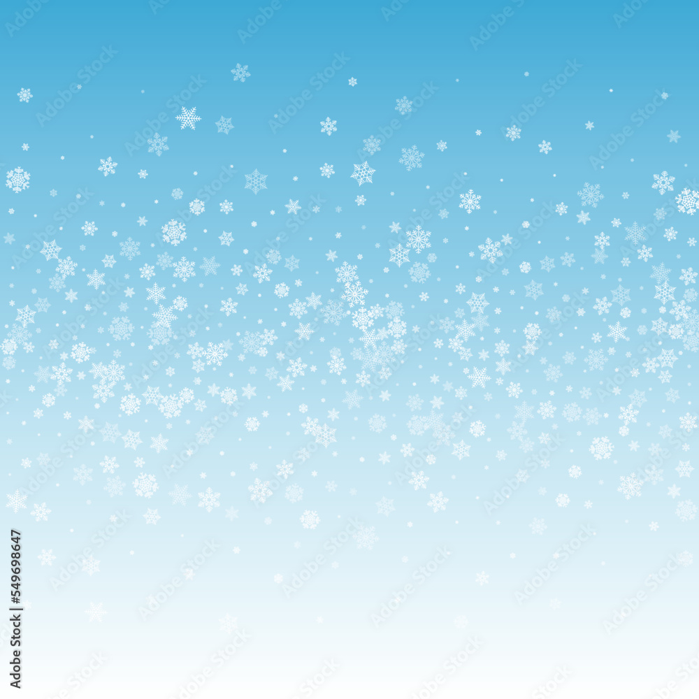 White Snowflake Vector Blue Background. Light