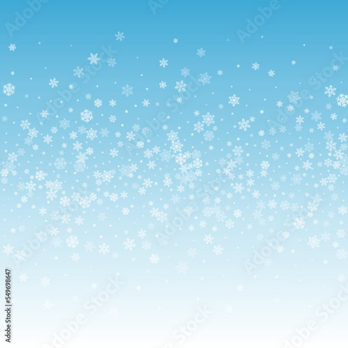 White Snowflake Vector Blue Background. Light