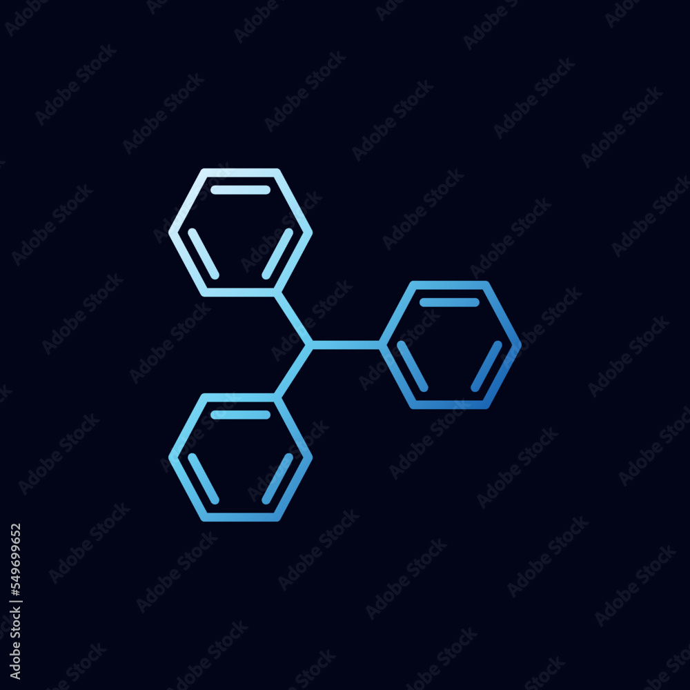 Chemical Molecule with 3 Hexagons vector Chemistry blue line icon Chemical Molecule with 3 Hexagons vector Chemistry blue line icon