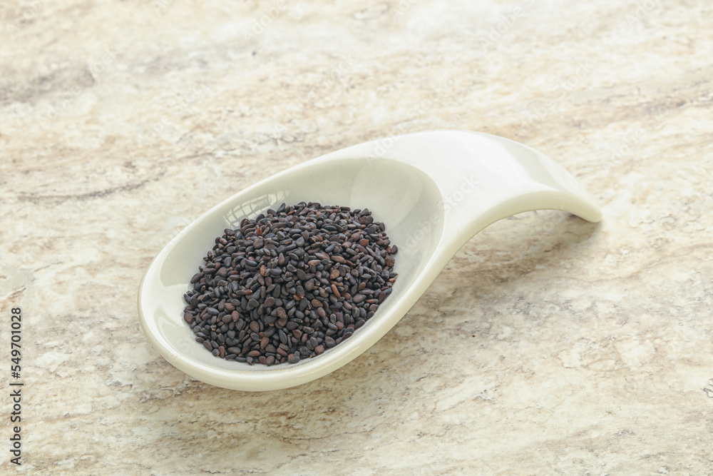 Black sesame seeds in the bowl Black sesame seeds in the bowl