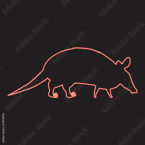 Neon armadillo red color vector illustration image flat style