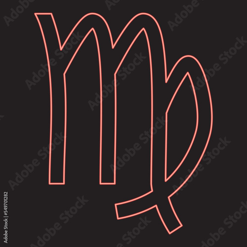 Neon virgin symbol zodiac red color vector illustration image flat style