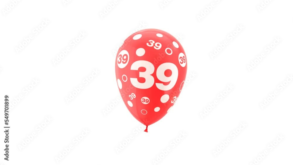 Balloon Animation with number 39. Loop Animation. With Green Screen and Alpha Matte Channel. Balloon Animation with number 39. Loop Animation. With Green Screen and Alpha Matte Channel.