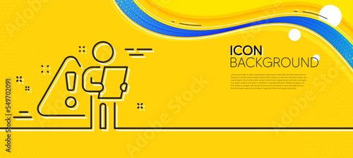 Search employee line icon. Abstract yellow background. Interview warning sign. Caution alert symbol. Minimal search employee line icon. Wave banner concept. Vector