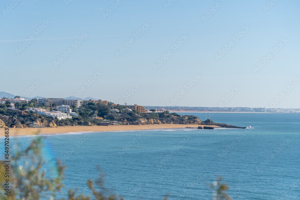 Beautiful beach in Albufeira. Fishermans beach in the south of Portugal, Algarve.
