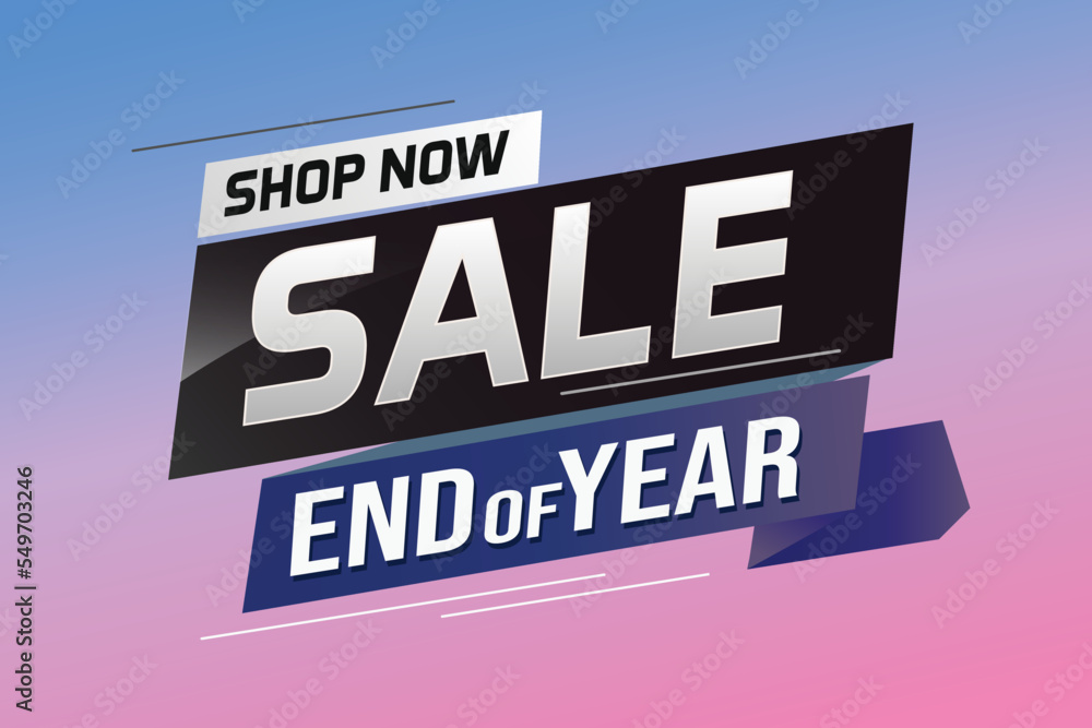 Obraz premium End of year Sale word concept vector illustration with lines and 3d style, landing page, template, ui, web, mobile app, poster, banner, flyer, background, gift card, coupon, label, wallpaper