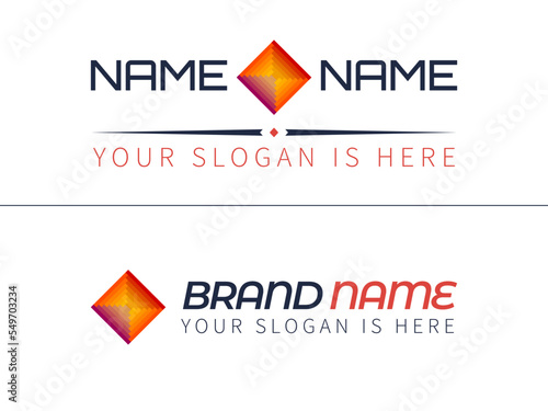 Creative logo design based square shape. Pixel art, gradient. Business and technology logos.