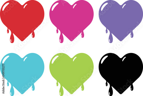 とろけるハートマークのアイコン6種セット