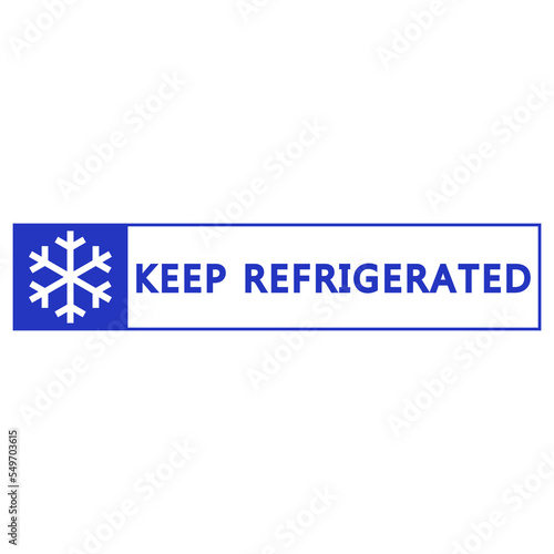 Keep refrigerated. Food package label, storage instruction vector design