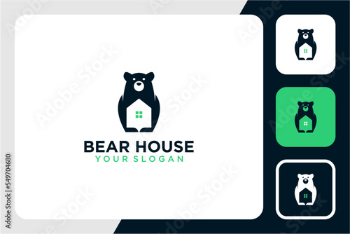 bear logo design with house