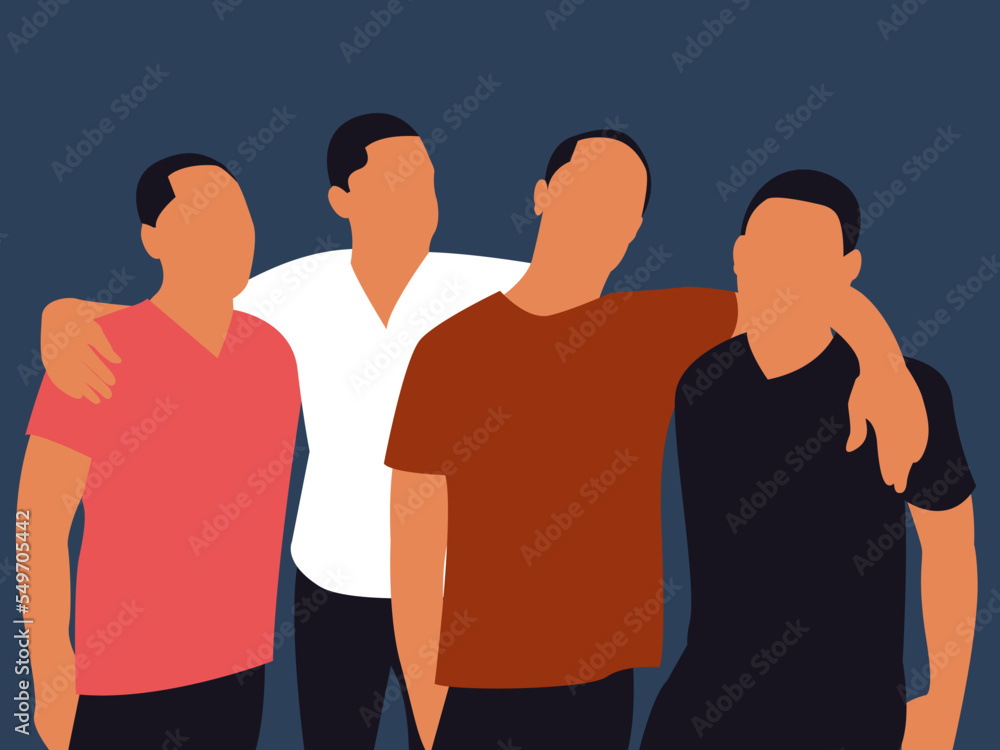 Friends. Group of men friends flat design illustration. Group of white people. Vector. Friends. Group of men friends flat design illustration. Group of white people. Vector.