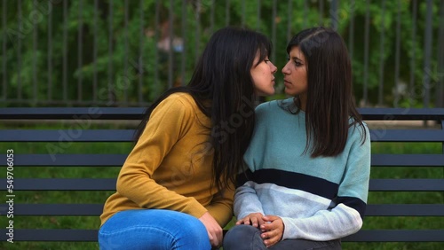 discovering himself homosexual - woman kisses her astonished friend photo