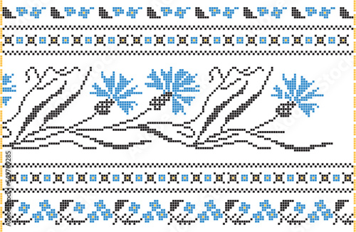 Traditional ornament of Ukrainian scheme for cross-stitching vyshyvanka pixel art vector set