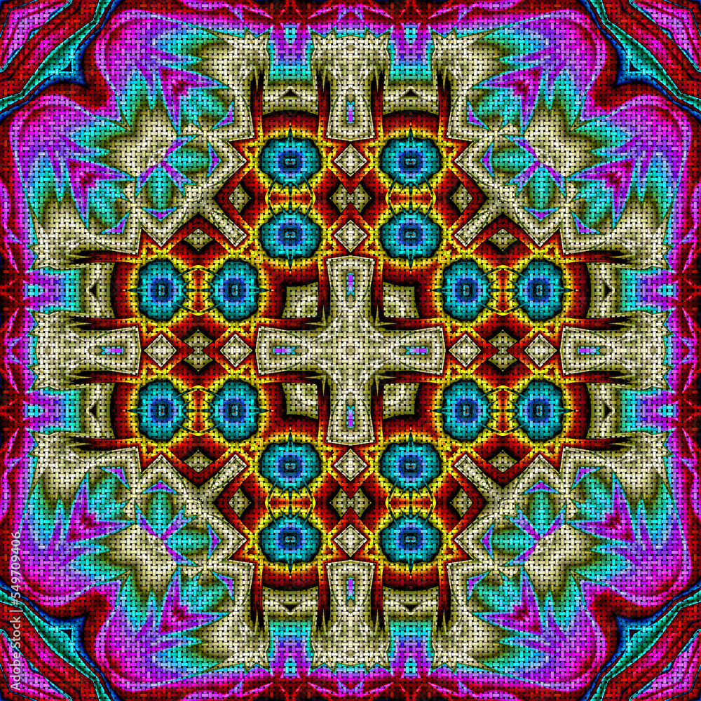 3d effect - abstract kaleidoscopic geometric fractal pattern