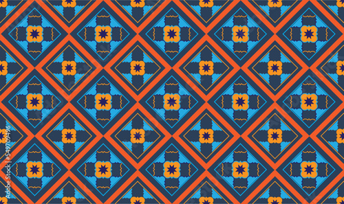 Gypsy pattern tribal ethnic motifs geometric seamless background. Doodle gypsy geometric shapes sprites tribal motifs clothing fabric textile print traditional design with triangles