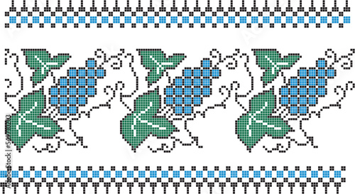 Traditional ornament of Ukrainian scheme for cross-stitching vyshyvanka pixel art vector set