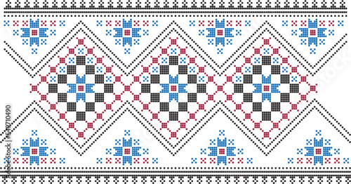 Traditional ornament of Ukrainian scheme for cross-stitching vyshyvanka pixel art vector set