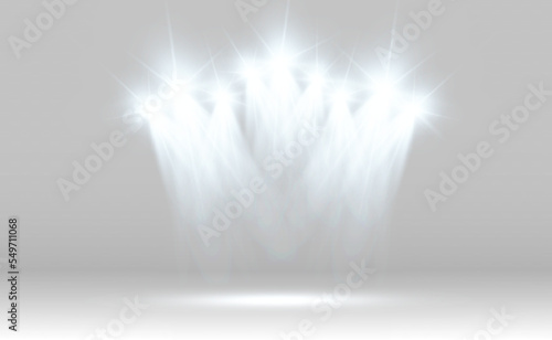 	
White scene on with spotlights. Vector illustration.	