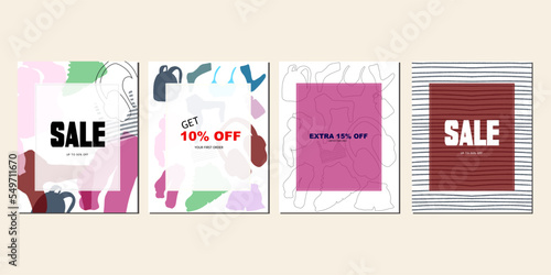 clearance big sale template, background design with clothes drawing
