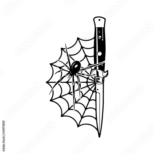 knife and spider vector illustration