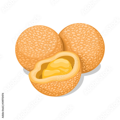 Onde onde is traditional snack from indonesia cartoon illustration vector
